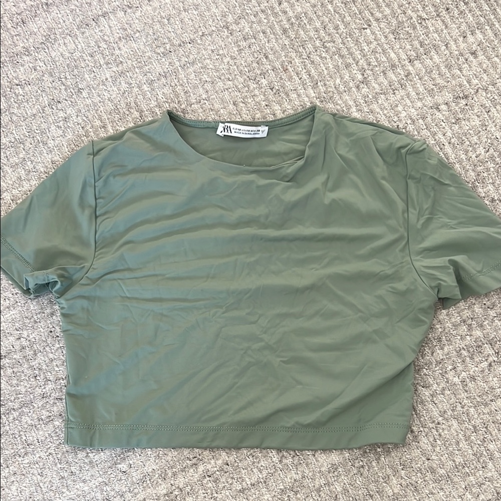 Zara Olive Green Crop Top